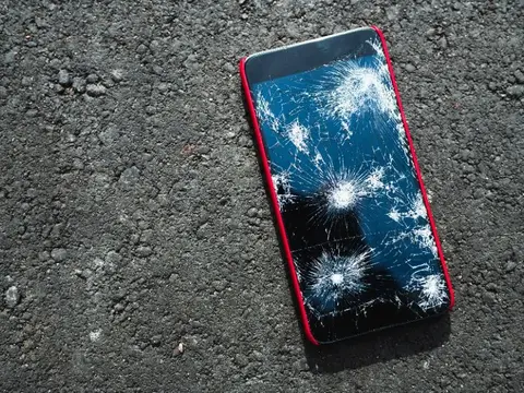 Smartphone with a cracked broken screen